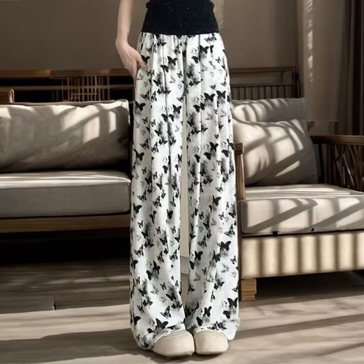 Damen Bequeme Sommerhose mit Schmetterlingsmuster Drune
