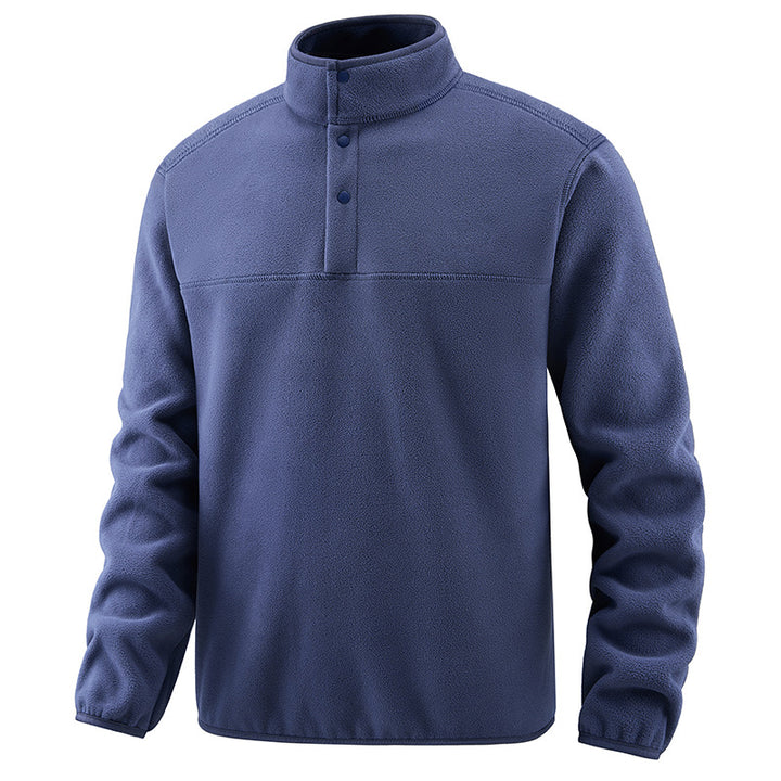 Herren Fleece-Pullover mit Stehkragen und Druckknopf-Leiste für wärmende Zwischenschicht Drune