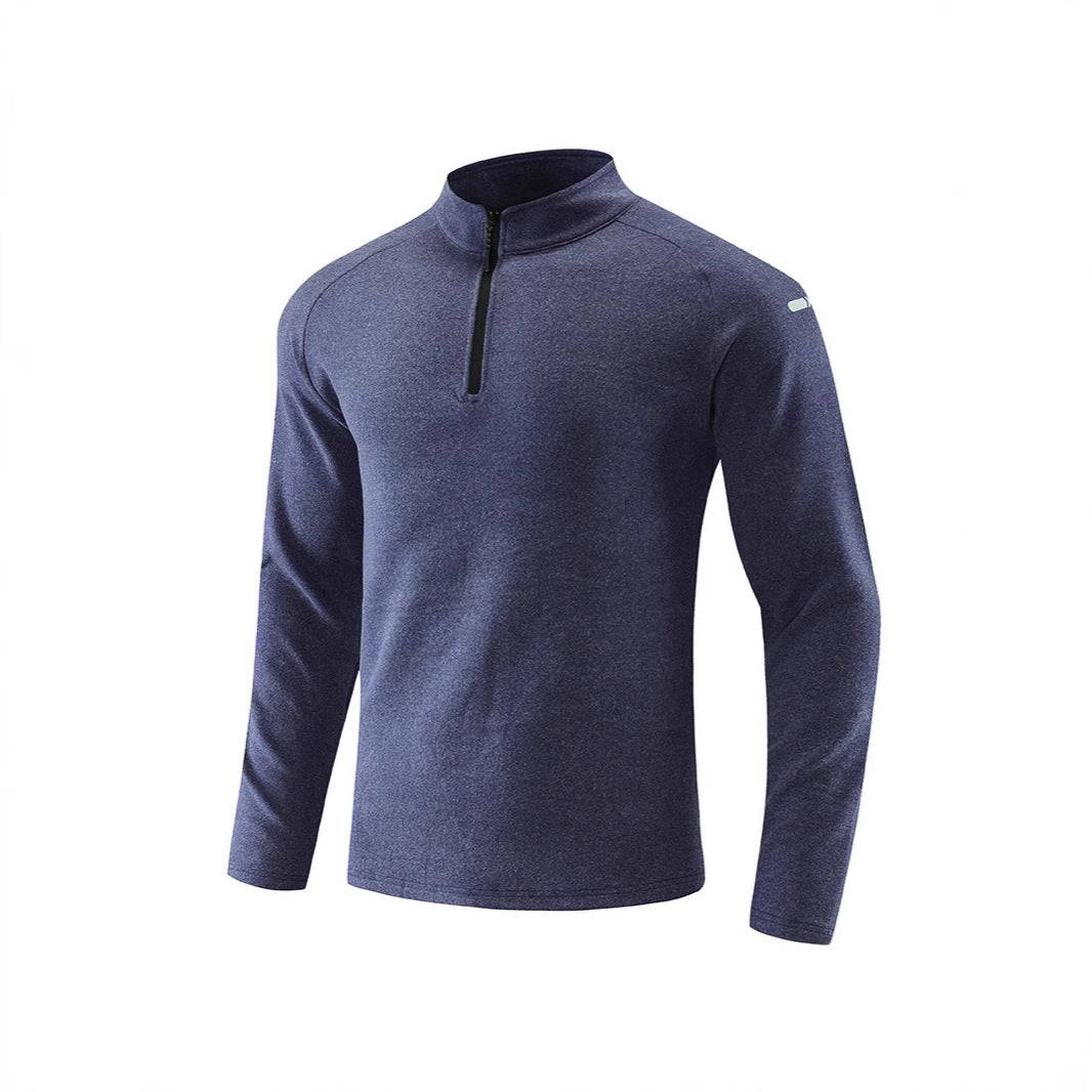 Herren Atmungsaktives Funktions-Langarmshirt mit Stehkragen und kurzem Reißverschluss Drune