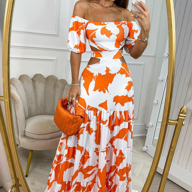 Damen Maxikleid mit raffiniertem Cut-Out und floralem Muster Drune