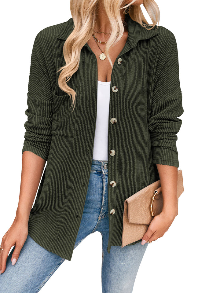 Damen lässige Strickjacke mit Knopfleiste Drune