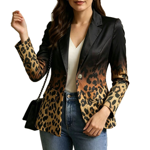Damen Taillierter Doppelreihiger Blazer mit markanter Schulter, Goldknöpfen und Glitzer-Ombré Drune