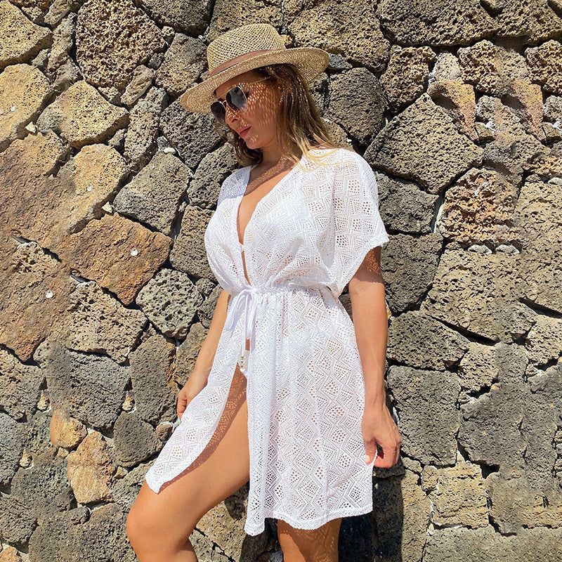 Damen eleganter Häkel-Strandüberwurf Drune