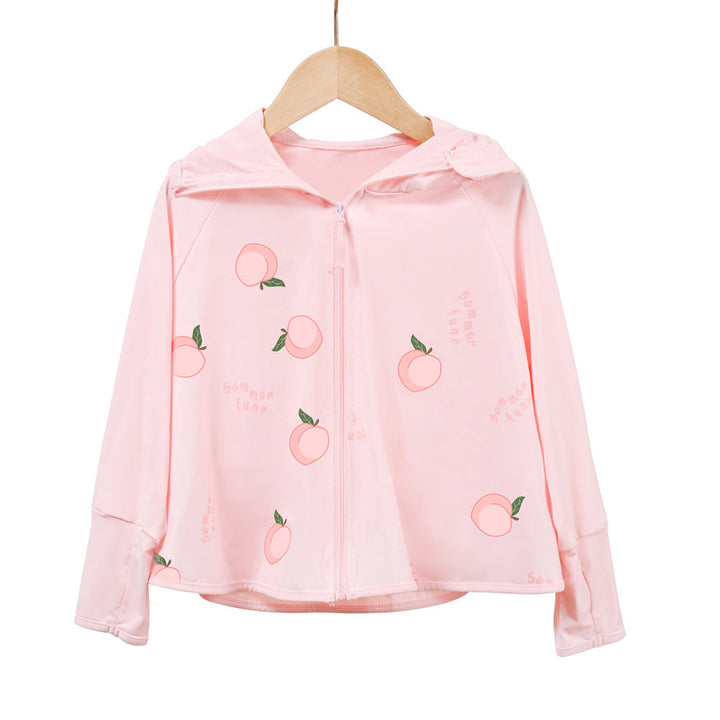 Damen leichte Sportjacke mit Kapuze und dezentem Motiv Drune