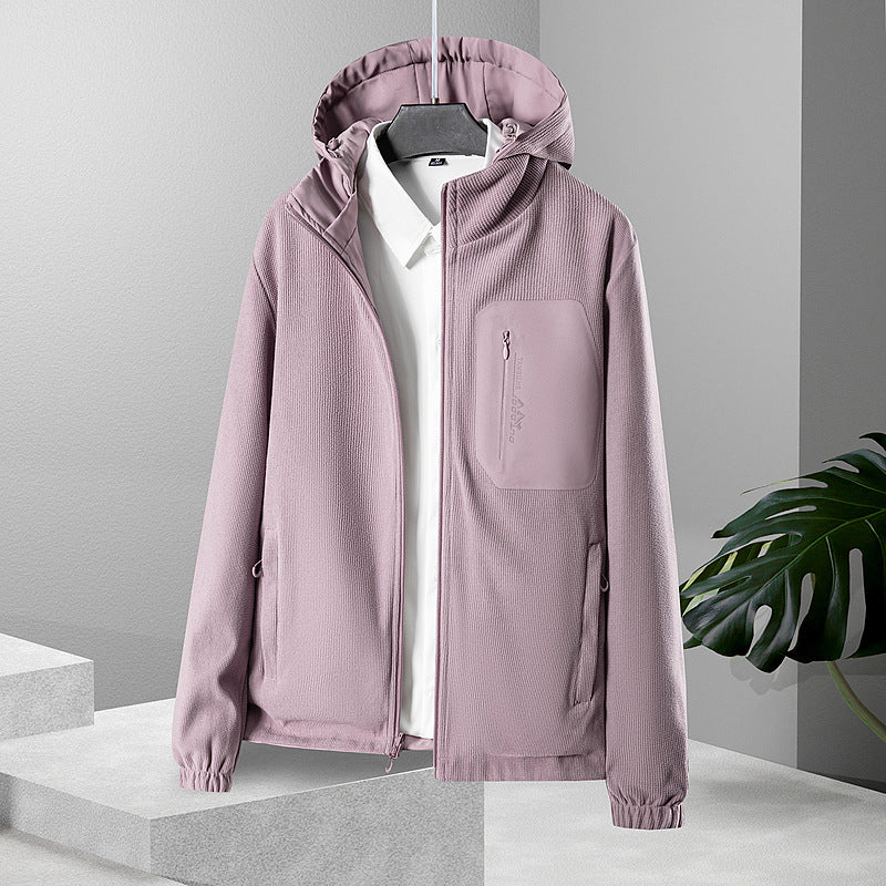 Damen Leichte wasserdichte Softshelljacke mit Kapuze und Brust-Reißverschlusstasche Drune