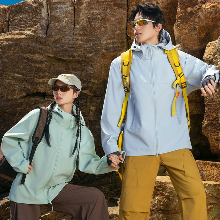 Herren Softshell-Outdoorjacke mit Kapuze, winddicht und wasserabweisend Drune