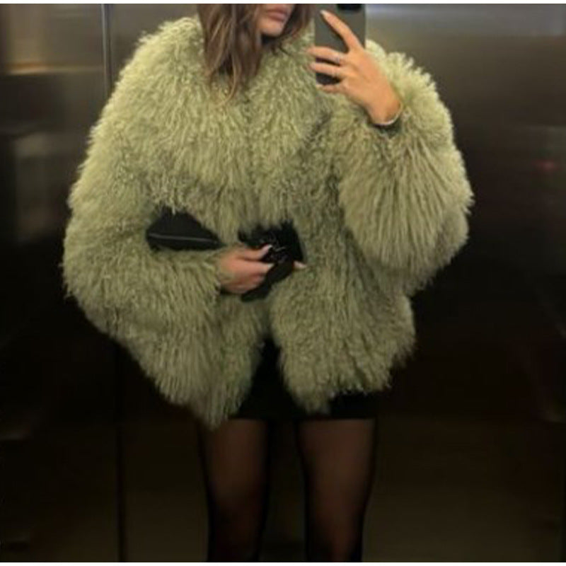 Damen Kuschelige Teddyjacke im oversized Schnitt mit voluminösen Ärmeln Drune