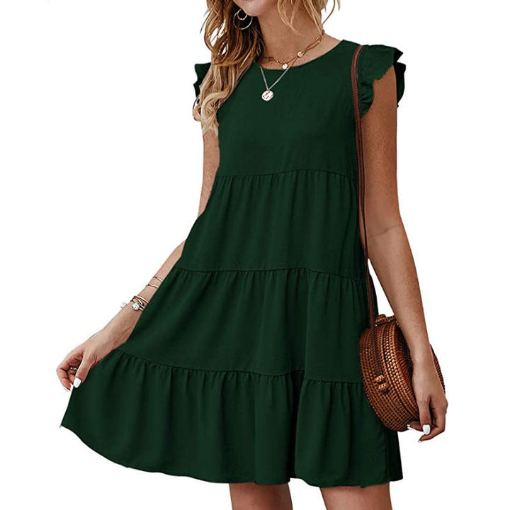 Damen Baumwollkleid mit Volant-Detail und lockerem Schnitt Drune