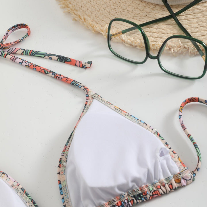 Damen Bikini-Set mit verspieltem Blumenmuster und verstellbaren Trägern Drune