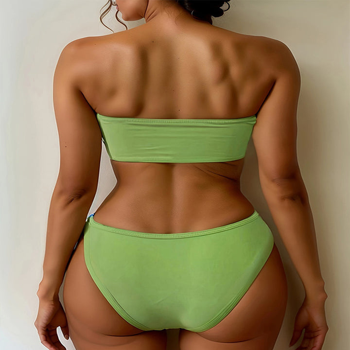 Damen Bandeau-Bikini mit verstellbarem Schnürsystem und bunten Akzenten Drune