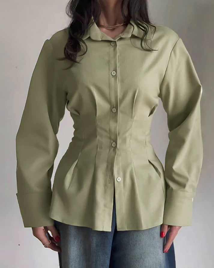 Damen Tailliertes Hemd mit Wiener Nähten, betonter Taille und extraweiten Manschetten Drune