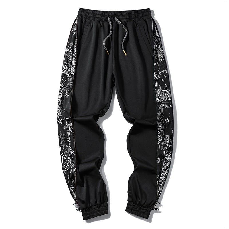 Herren Locker geschnittene Streetstyle Jogginghose mit Bandana‑Seiteneinsatz und elastischem Saum Drune