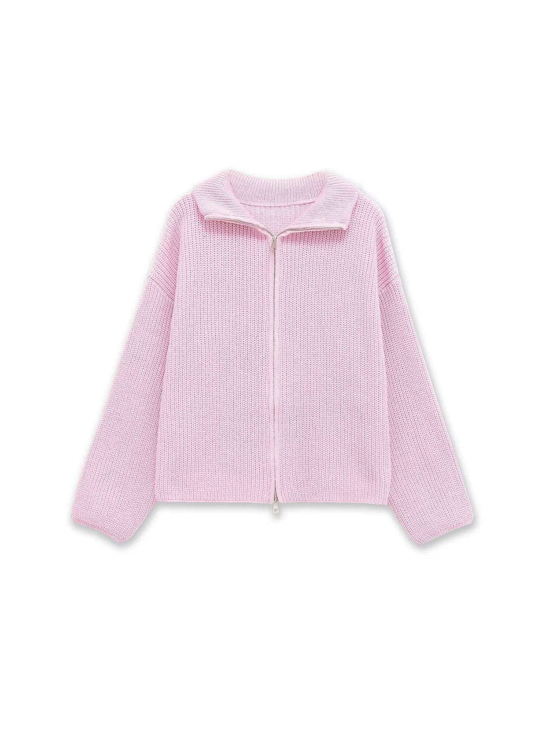 Damen gestreifte Strickjacke mit bequemer Kapuze und Reißverschluss Drune
