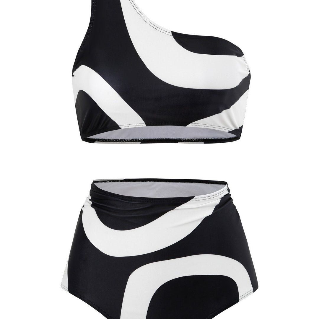 Damen Bikiniset mit asymmetrischem Oberteil und eleganter Wickel-Rock Drune