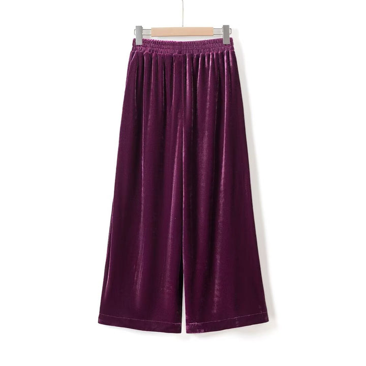 Damen Palazzo-Hose aus luxuriösem Samt mit seitlichen Glitzerelementen Drune