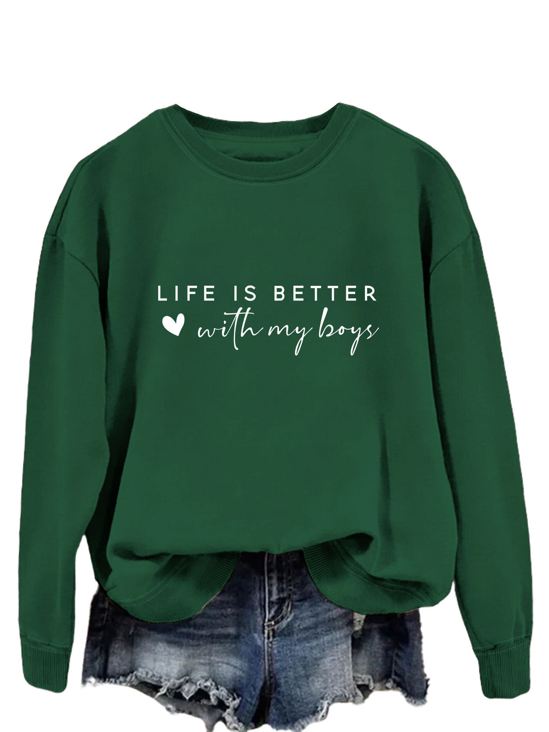 Damen gemütlicher Rundhals-Sweater mit inspirierendem Aufdruck Drune