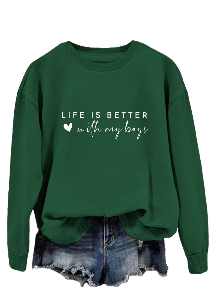 Damen gemütlicher Rundhals-Sweater mit inspirierendem Aufdruck Drune