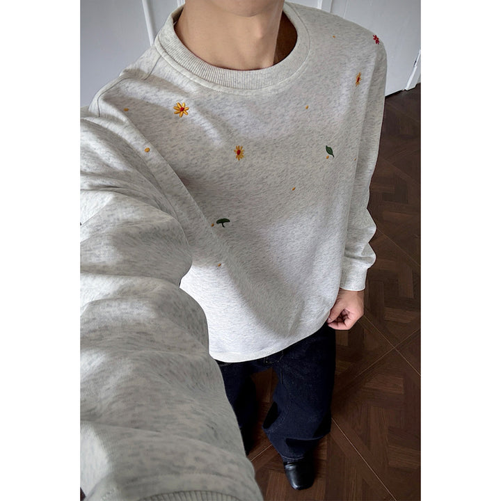 Damen Sportlicher Sweatshirt mit floralen Stickereien Drune