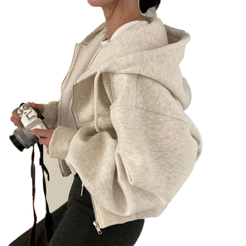 Damen lässiger Zip-Hoodie mit oversized Schnitt und praktischen Taschen Drune