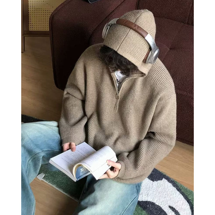 Herren Cozy Grobstrickpullover mit Reißverschluss Drune