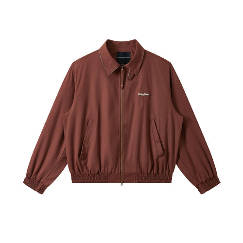 Herren Kurz geschnittener Boxy-Blouson mit hohem Stehkragen, elastischem Saum und Zipper-Front Drune
