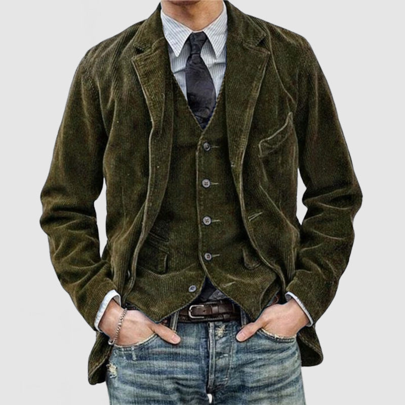 Herren Kordweste im Vintage-Stil mit aufgesetzten Taschen und Knopfverschluss Drune