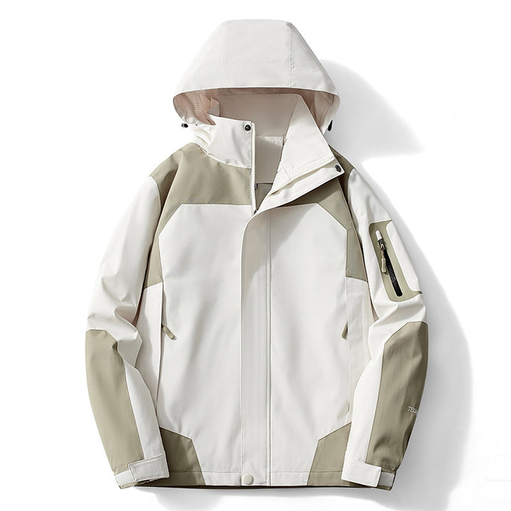 Herren technische Softshell-Kapuzenjacke mit Kontrastpaneelen und Reißverschluss-Ärmeltasche Drune