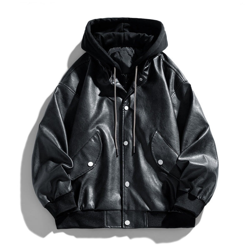 Herren Bequeme Kunstleder-Bomberjacke Drune