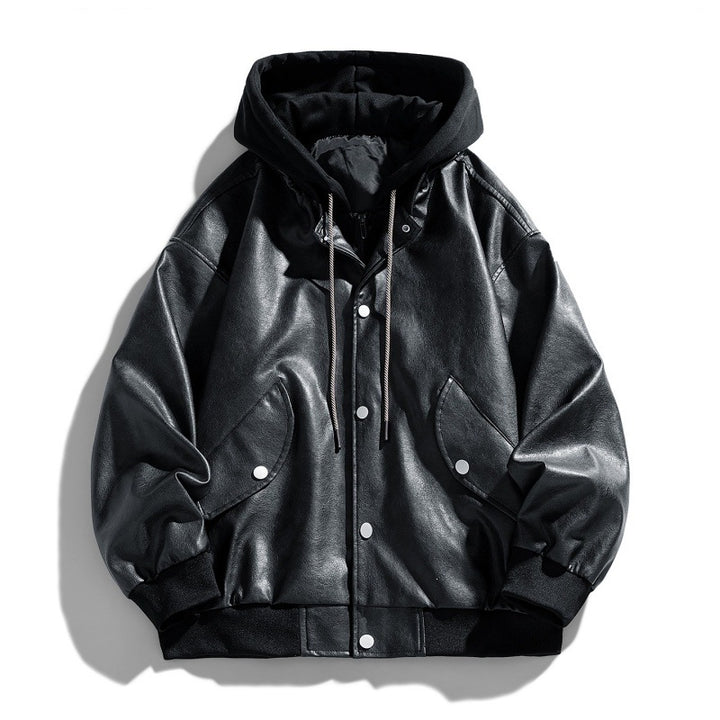 Herren Bequeme Kunstleder-Bomberjacke Drune
