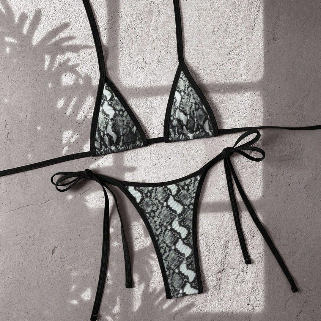 Damen Triangel-Bikini mit modischem Schlangenmotiv Drune