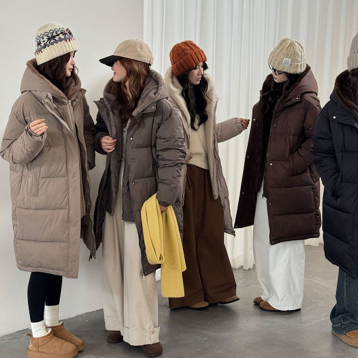 Damen Eleganter gefütterter Winterparka mit Plüschkragen und praktischen Taschen Drune