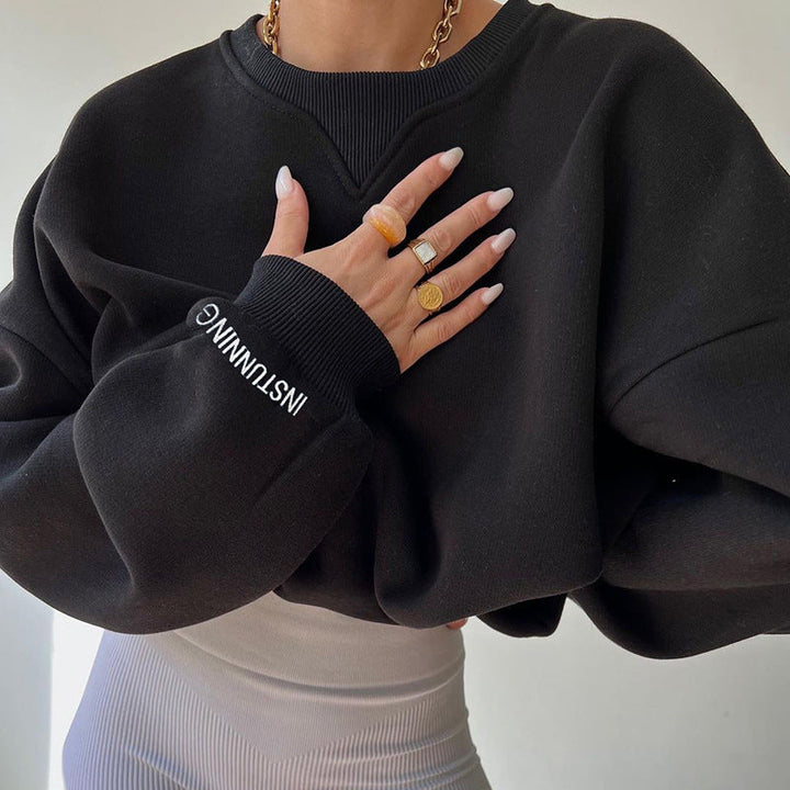 Damen lässiger Oversized Sweatshirt mit Raglanärmeln und besonderen Detailnähten Drune