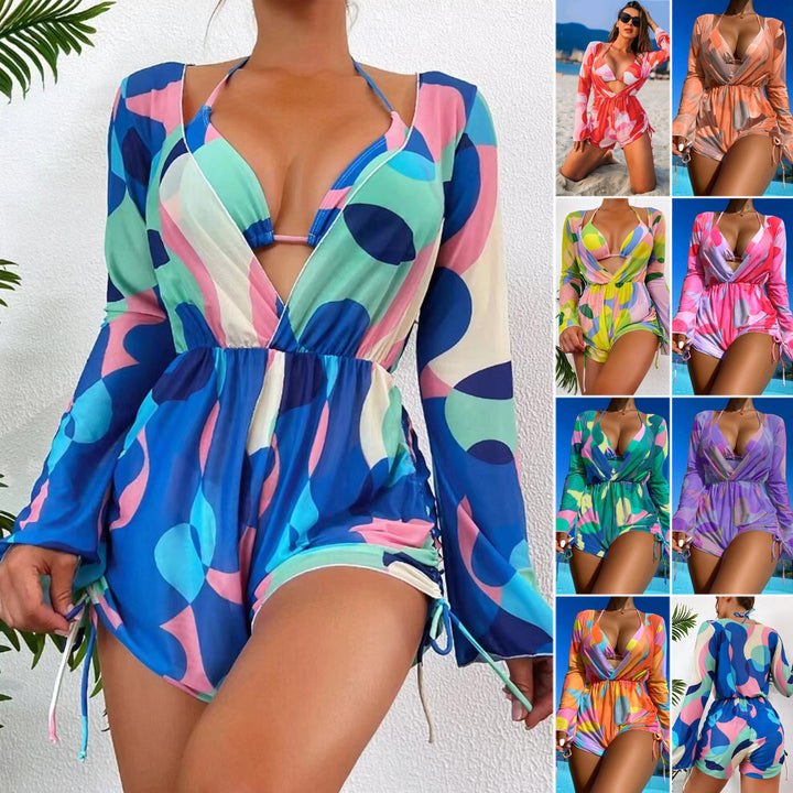 Damen Strandoutfit mit luftiger Tunika und Bikini Drune