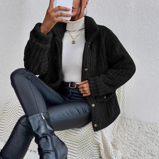 Damen Kuschelige Fleecejacke mit aufgesetzten Taschen Drune