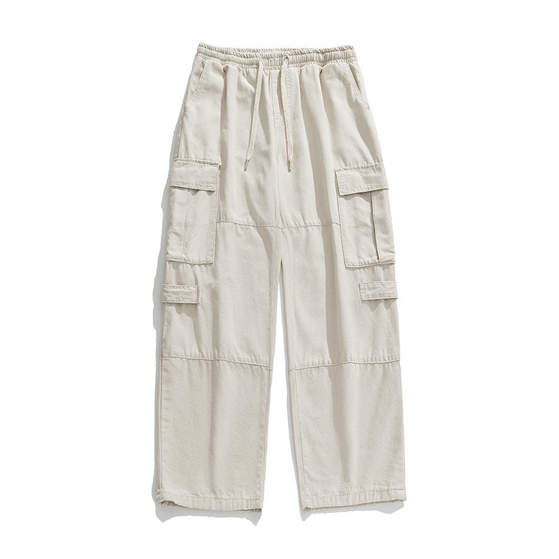 Unisex Weite Cargo-Freizeithose mit elastischem Bund, Tunnelzug und mehrfachen Klappentaschen Drune