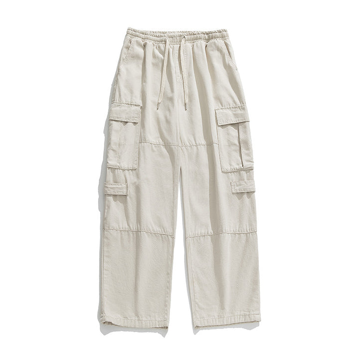 Unisex Weite Cargo-Freizeithose mit elastischem Bund, Tunnelzug und mehrfachen Klappentaschen Drune