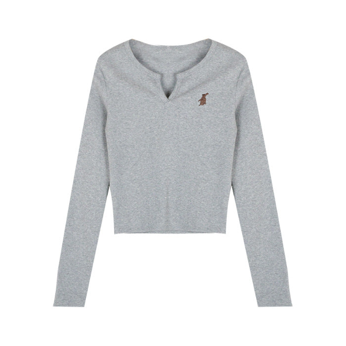 Damen lässiges cropped Langarmshirt Drune