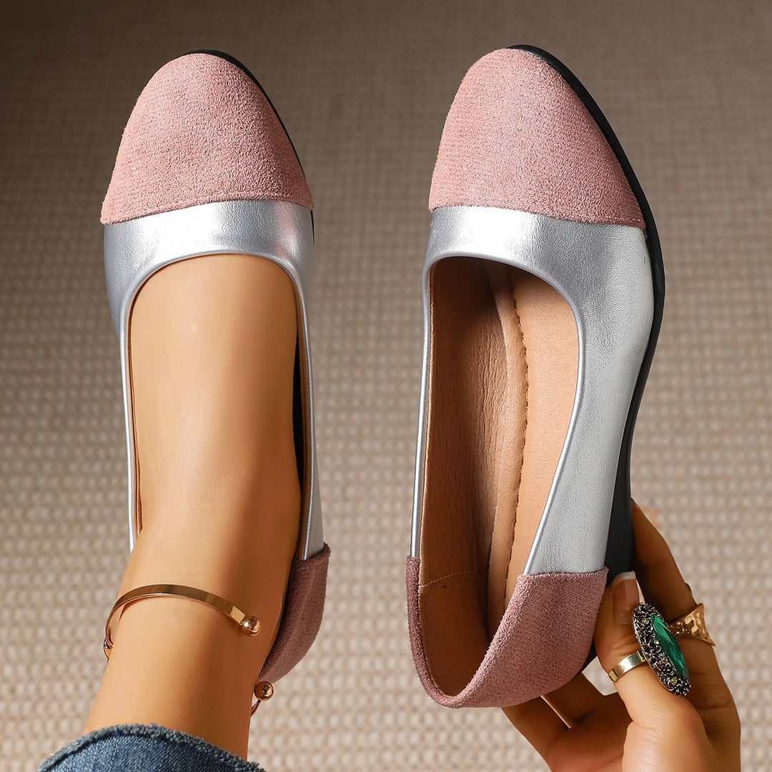 Damen Komfort-Ballerinas mit leichtem Keilabsatz, Materialmix und gepolstertem Fußbett Drune