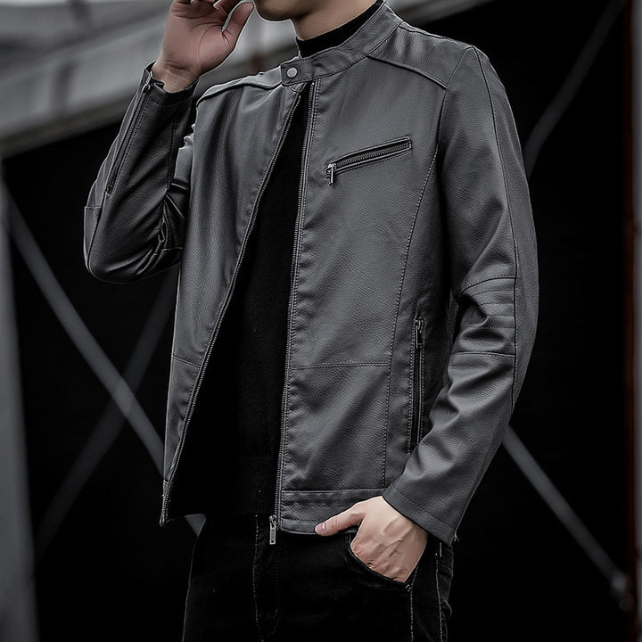Herren Elegante Kunstlederjacke Drune