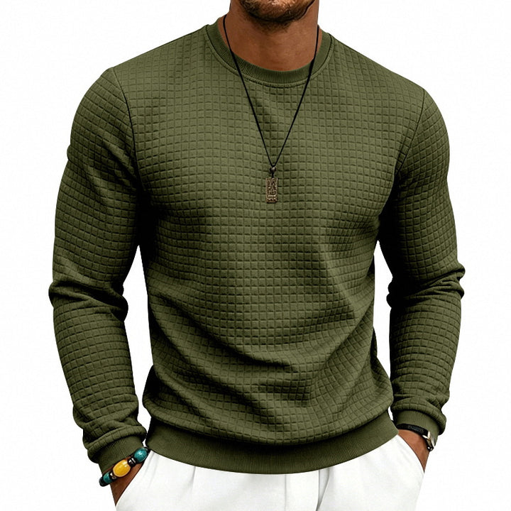 Herren Strukturiertes Rundhals-Sweatshirt mit Waffelstruktur und Rippbündchen Drune