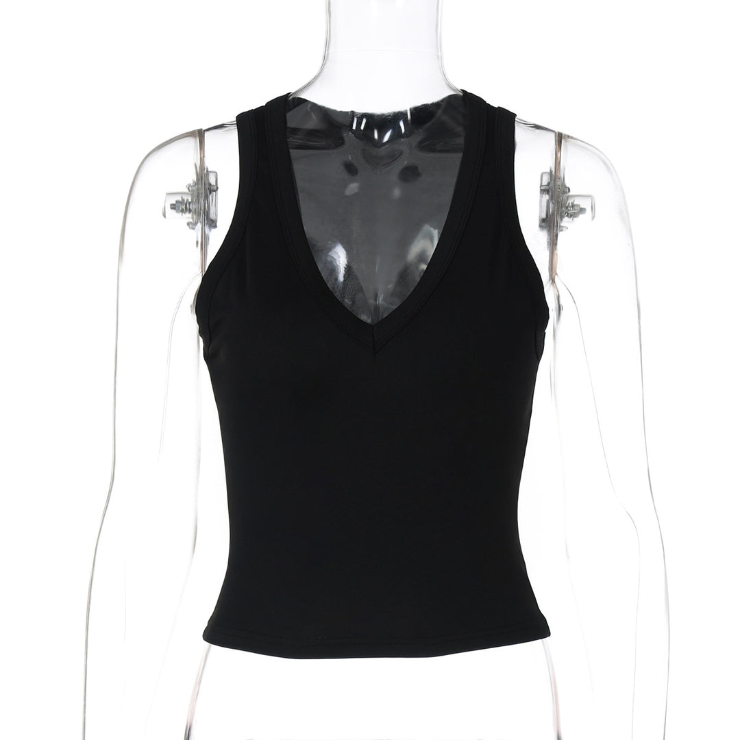 Damen körperbetontes V-Neck Top aus elastischem Material Drune