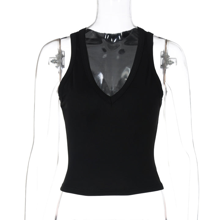 Damen körperbetontes V-Neck Top aus elastischem Material Drune