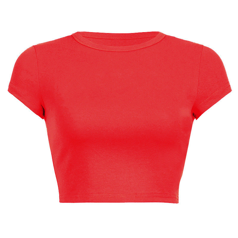 Damen Cropped Classic Fit T-Shirt Drune