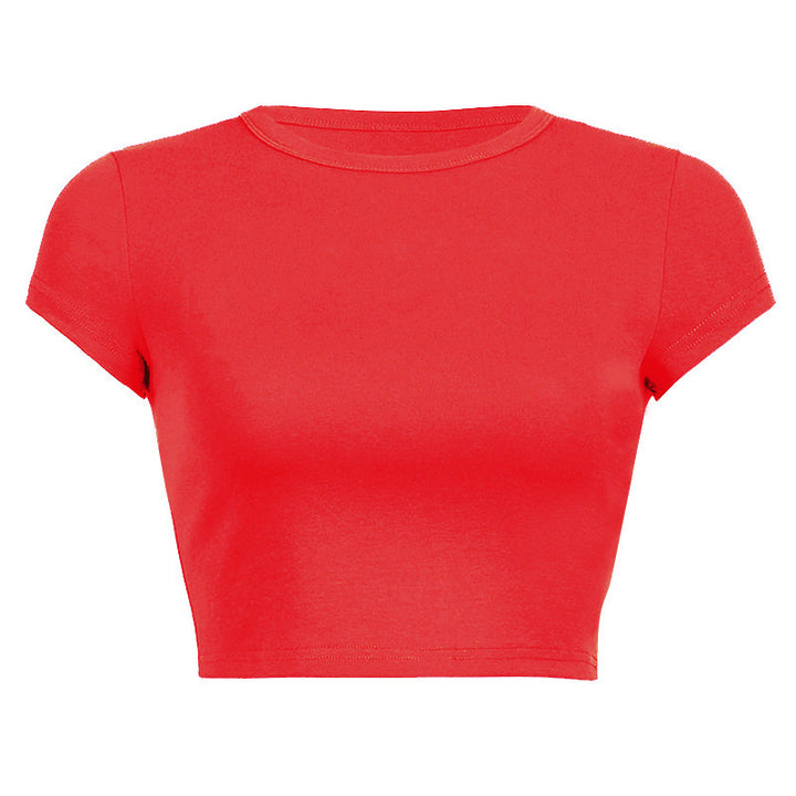 Damen Cropped Classic Fit T-Shirt Drune