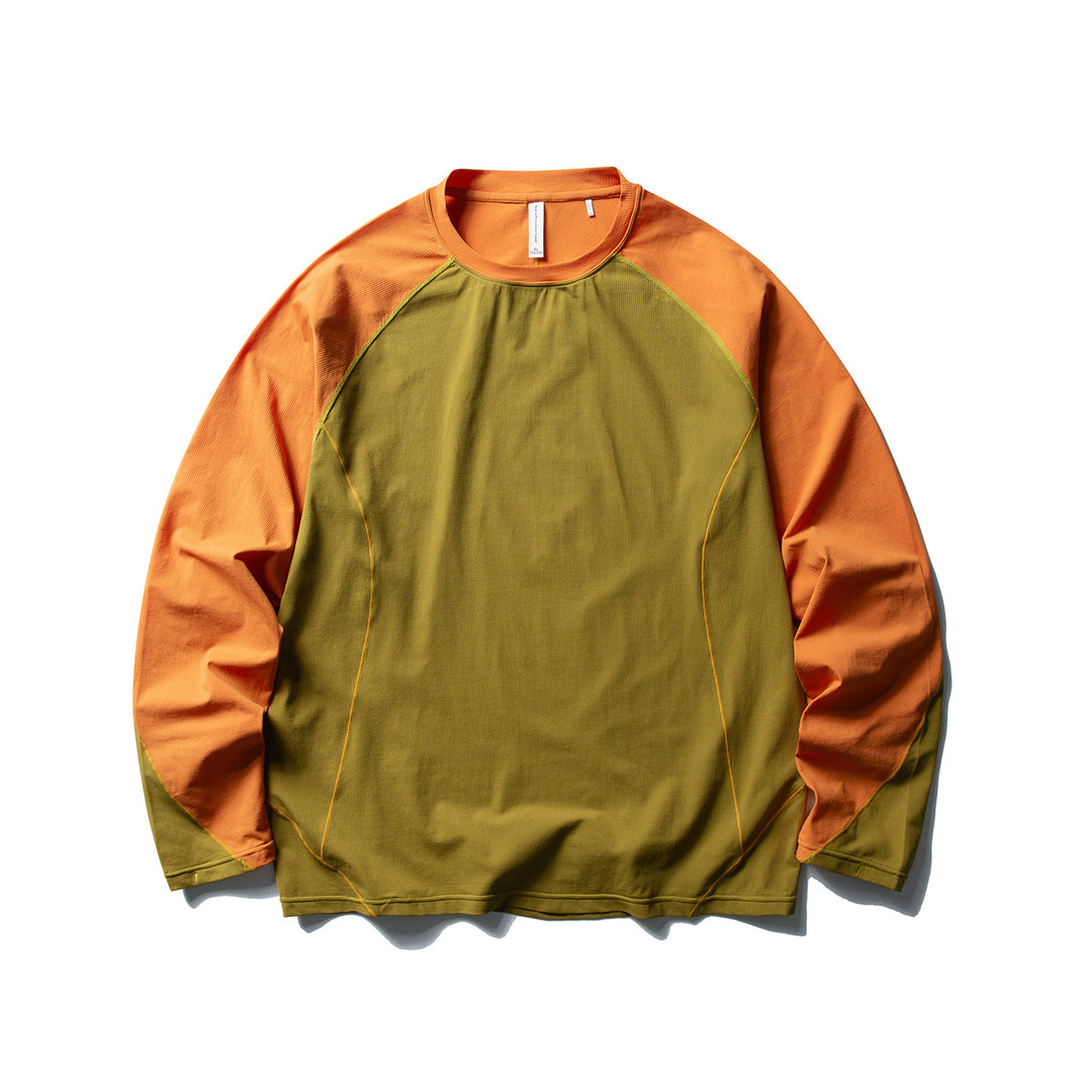 Damen Oversize-Langarmshirt mit Raglanärmeln und markanten Kontrastnähten Drune