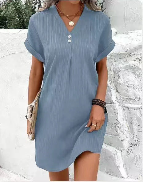 Damen lässiges Midi-Kleid mit Knopfdetails Drune