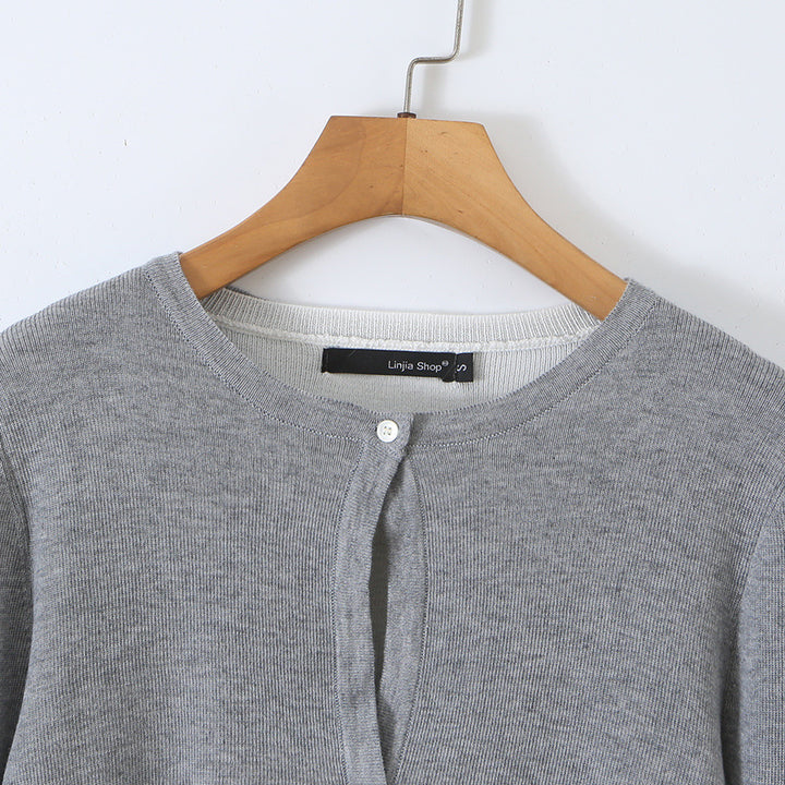 Damen Feinstrick-Bolero mit eingearbeitetem Hemd-Panel und Knopfdetails Drune