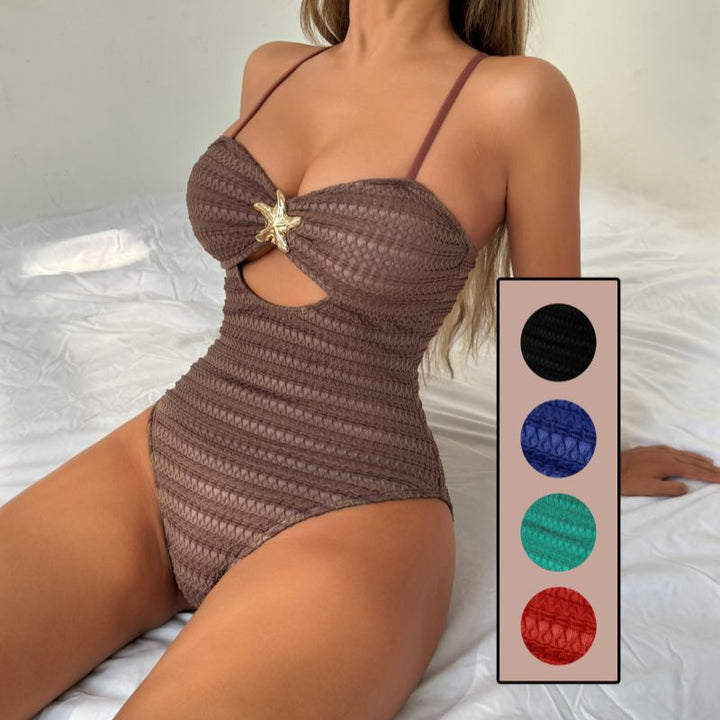 Damen Einteiliger Badeanzug mit modischem Cut-Out und verspieltem Sternen-Detail Drune
