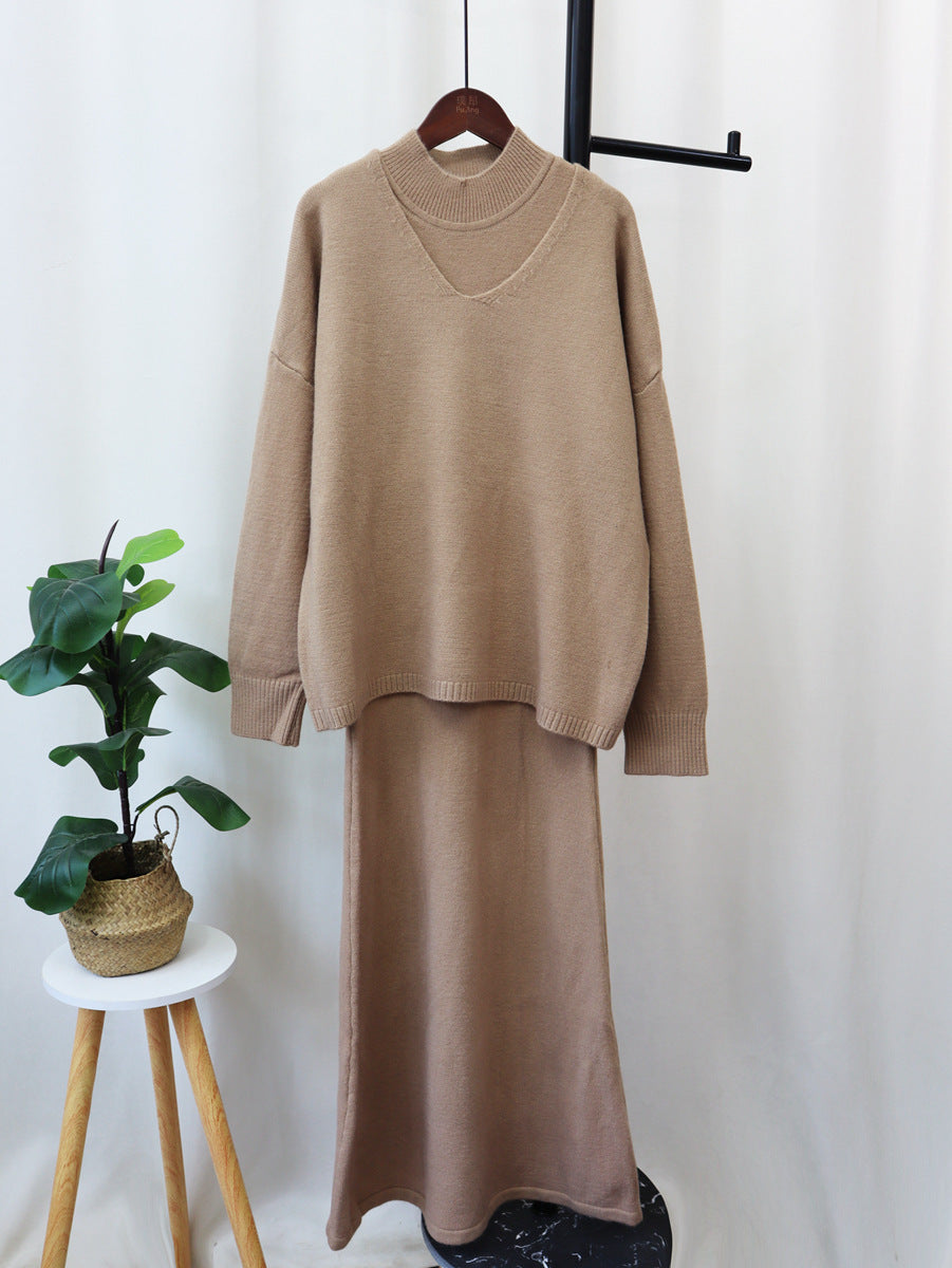 Damen Strickensemble mit weitem Schnitt und V-Ausschnitt Drune