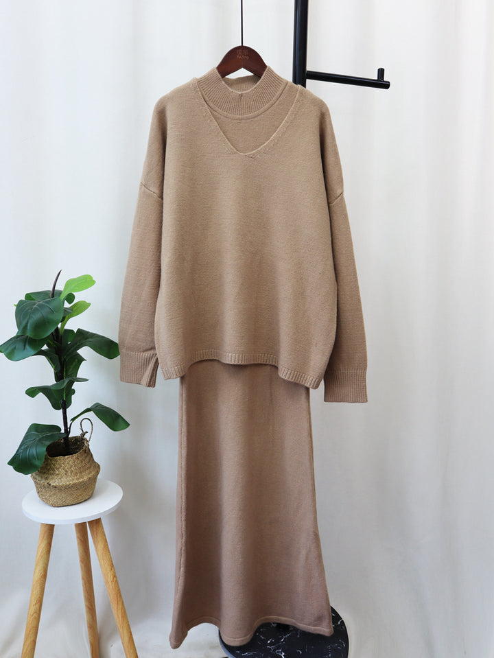 Damen Strickensemble mit weitem Schnitt und V-Ausschnitt Drune